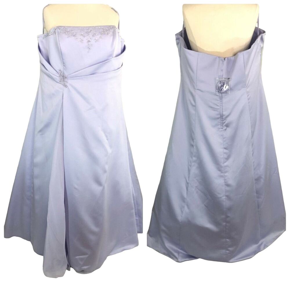 Alexia Designs Satin Formal Dress Pleated Fit Flare Sequin Trim Size 28